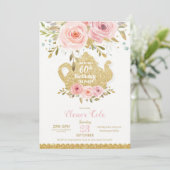 Invitation Blush Floral 60e anniversaire Tea Party High Tea (Debout devant)