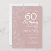 Invitation Blush Floral 60e fête d'anniversaire (Devant)