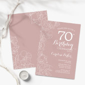 Invitation Blush Floral 70e fête d'anniversaire