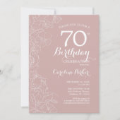 Invitation Blush Floral 70e fête d'anniversaire (Devant)