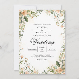 Invitation Blush Floral Archway Romance Mariage