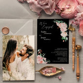 Invitation Blush Floral Black Photo Nous sommes engagés