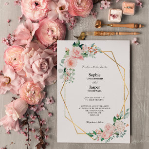 Invitation Blush Floral Blanc Simple Mariage