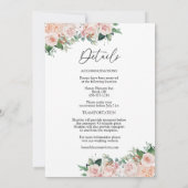 Invitation Blush Floral Blanc Simple Monogramme Détails Maria (Dos)