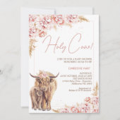 Invitation Blush Floral Boho Highland Baby shower de veau de  (Devant)