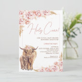 Invitation Blush Floral Boho Highland Baby shower de veau de  (Debout devant)