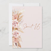 Invitation Blush Floral Boho Pampas Grass Sweet 16 Anniversai (Dos)
