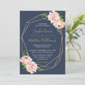 Invitation Blush Floral Botanical Gold Mariage géométrique de (Debout devant)