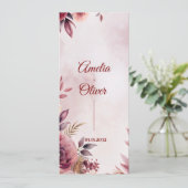 Invitation Blush Floral Botanical Wedding Ceremony Program (Debout devant)