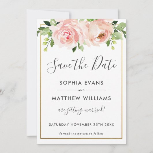 Invitation Blush Floral Botanical Wedding Enregistrer la cart (Devant)