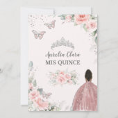 Invitation Blush Floral Brown Princess Butterfly Quinceañera (Dos)