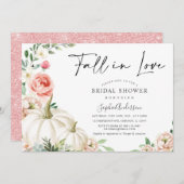 Invitation Blush Floral Citrouille tomber dans la Fête des ma (Devant / Derrière)