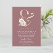 Invitation Blush Floral Dusty Rose Ampersand Mariage (Debout devant)
