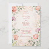 Invitation Blush Floral Élégant (Devant)