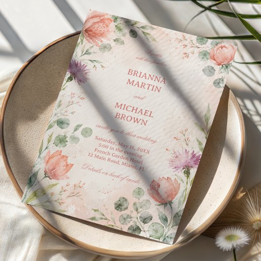 Invitation Blush Floral Élégant