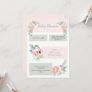 Invitation Blush Floral Eucalyptus Baby shower