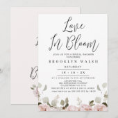 Invitation Blush Floral Eucalyptus Love Fête des mariées (Devant / Derrière)