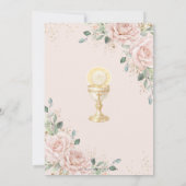 Invitation Blush Floral First Holy Communion Gold Chalice (Dos)