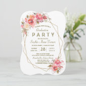 Invitation Blush Floral Gold Parties scintillant Frame Gradua (Debout devant)