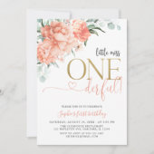Invitation Blush Floral Little Miss Onederday 1er anniversair (Devant)