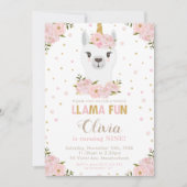 Invitation Blush Floral Llama Unicorn Anniversaire Llamacorn (Devant)