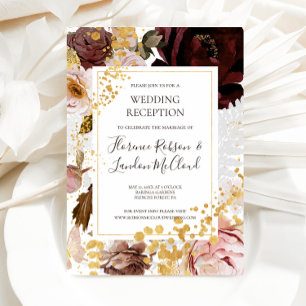Invitation Blush Floral Moderne Réception de Mariage