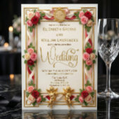 Invitation Blush Floral Monogramme Élégant en Faux Papier D'o