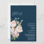 Invitation Blush Floral Navy Détails Tout En Un Mariage (Dos)