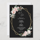 Invitation Blush Floral Noir Simple Nous faisons Mariage (Devant)