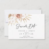 Invitation Blush Floral Palm Boho Mariage Enregistrer La Cart (Devant)