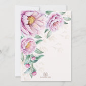 Invitation Blush Floral Peacock Chinoiserie Fête des mariées (Dos)