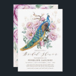Invitation Blush Floral Peacock Chinoiserie Fête des mariées<br><div class="desc">Cet élégant design présente un chic oiseau paon aux pivoines vintages. Personnalisez l'invitation avec vos détails et si vous voulez réorganiser le style et le placement du texte,  veuillez appuyer sur le bouton "Cliquez pour customiser plus loin".</div>