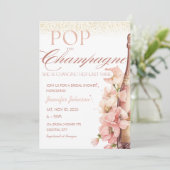 Invitation Blush Floral Pop la Fête des mariées Champagne (Debout devant)
