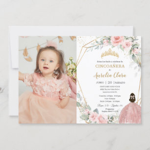 Invitation Blush Floral Princess Cincoañera 5 Anniversaire Ph