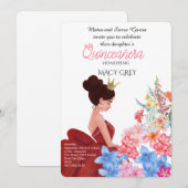 Invitation Blush Floral Quinceañera 15th Birthday (Devant / Derrière)
