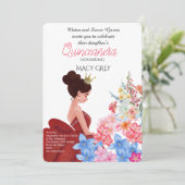 Invitation Blush Floral Quinceañera 15th Birthday (Debout devant)