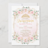 Invitation Blush Floral Quinceañera Mis Quince 15e anniversai (Devant)