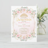 Invitation Blush Floral Quinceañera Mis Quince 15e anniversai (Debout devant)