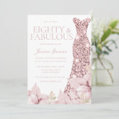 Invitation Blush Floral & Robe Parties scintillant 80e fête d (Debout devant)