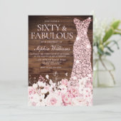 Invitation Blush Floral & Robe Rustique 60e fête d'anniversai (Debout devant)