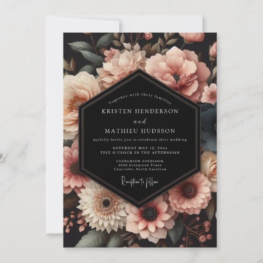 Invitation Blush Floral Romance Wedding (Devant)