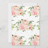 Invitation Blush Floral Rose Fête des mariées rose et or (Dos)