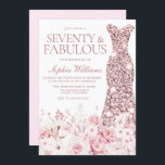 Invitation Blush Floral & Rose Gold Dress 70th Birthday Party<br><div class="desc">Blush Floral & Rose Gold Dress 70th Birthday Party Invitation Voir la collection correspondante dans Niche et Nest Store Merci beaucoup</div>