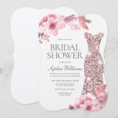 Invitation Blush Floral Rose Gold Fête des mariées (Devant / Derrière)