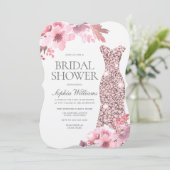 Invitation Blush Floral Rose Gold Fête des mariées (Debout devant)