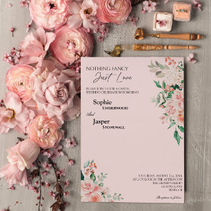 Invitation Blush Floral Rose Rien Fancy Just Love Mariage