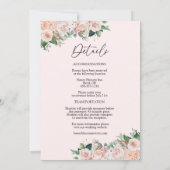 Invitation Blush Floral Rose Simple Monogramme Détails Mariag (Dos)
