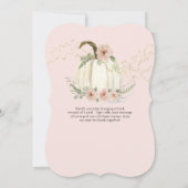 Invitation Blush Floral Roses Fall White Citrouille Baby show (Dos)