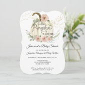 Invitation Blush Floral Roses Fall White Citrouille Baby show (Debout devant)
