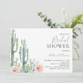 Invitation Blush Floral Succulents Cactus Fête des mariées (Debout devant)